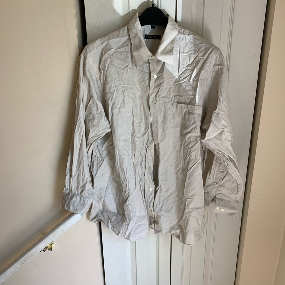 DKNY 17 1/2 neck dress shirt cream
